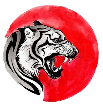 Tiger and sun Stock-Illustration