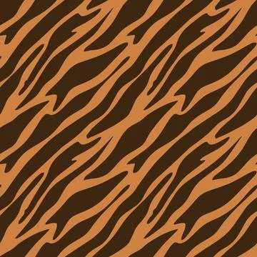 Tiger animalistic seamless pattern with stripes and spots, modern animal prin Stock Illustration