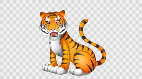 Tiger Animation Alpha Channel Background Stock Footage 244967889