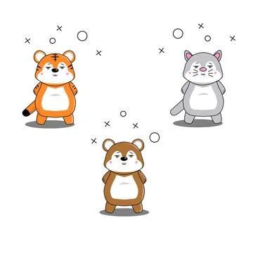 Tiger bear and cat Stock Illustration