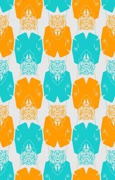 Tiger businessman pattern seamless. leopard in business suit background. Be.. Stock Illustration