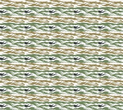 Tiger camouflage seamless pattern with organic black and dark brown stripes.. Stock Illustration
