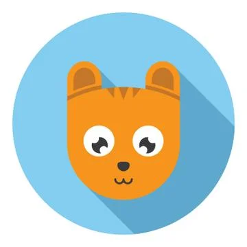 Tiger Cartoon Face Flat Icon Stock Illustration