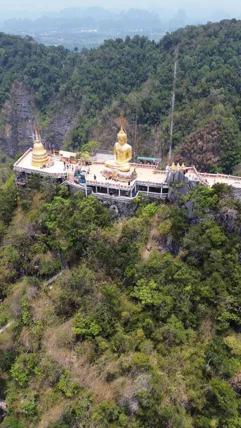 Tiger Cave Temple Krabi drone shot , Thailand Buddha Stock Footage 240380724