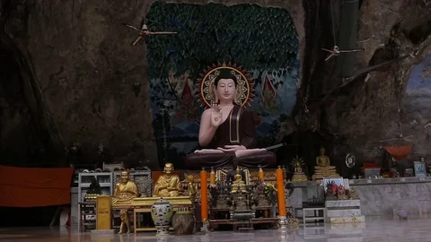 Tiger Cave Temple, Wat Tham Sua, Krabi, Thailand. Stock Footage 83215021