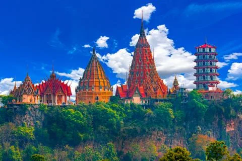 Tiger Cave Temple (Wat Tham Sua) in Kanchanaburi, Thailand. Stock-Fotos