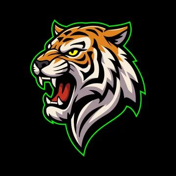 Tiger Character Emblem Badge e-Sport Logo Vector Template Stock Illustration