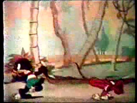 A tiger chases Sambo and his dog in the jungle. Stock Footage 75294553