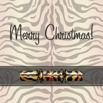 Tiger Christmas cracker card in vector format. 스톡 일러스트