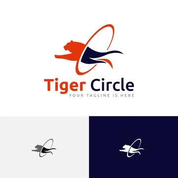 Tiger Circle Ring Jump Leap Wild Animal Abstract Logo Stock Illustration