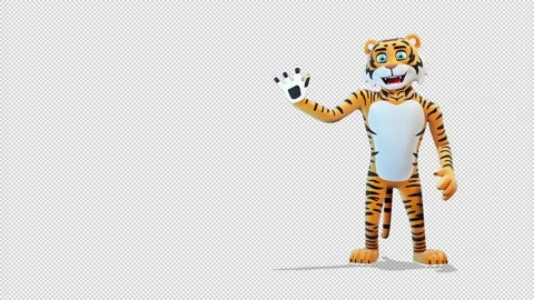 Tiger comes out from the right side of the screen and greeting Video Loop an 库存影片 163285459