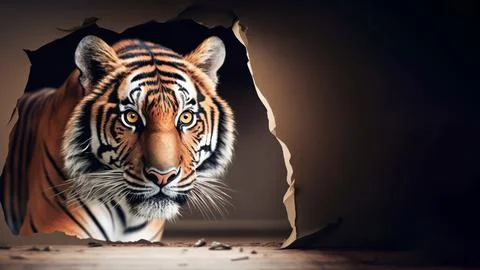 Tiger  with copy space background. World wildlife day concept. Stock Illustration