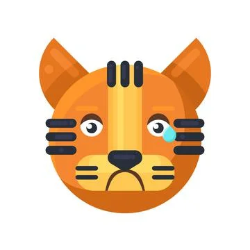 Tiger crying expression cute facial emoji vector 库存插图