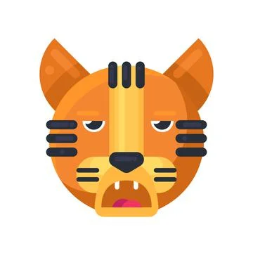 Tiger cute animal boring expression emoji vector Stock Illustration