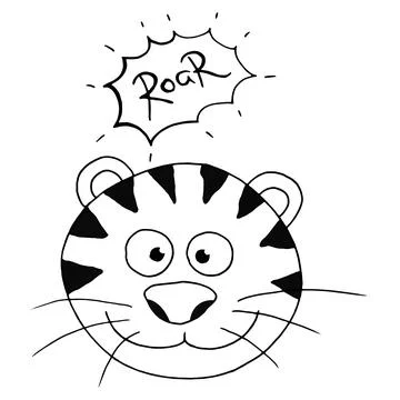 Tiger cute doodle hand drawn flat vector illustration. Stock Illustration
