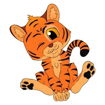 Tiger cute doodle hand drawn vector illustration.. Stock Illustration