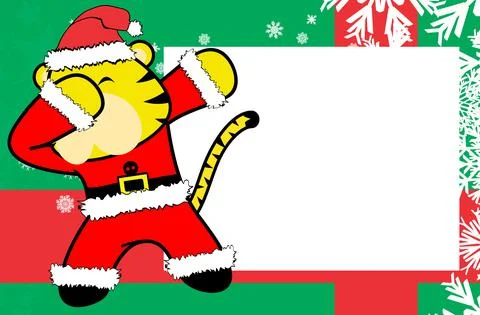 Tiger dabbing pose xmas background Stock Illustration
