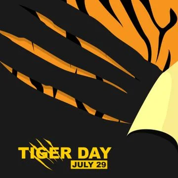 Tiger Day vector illustration with scratching tiger of paper Stock Illustration