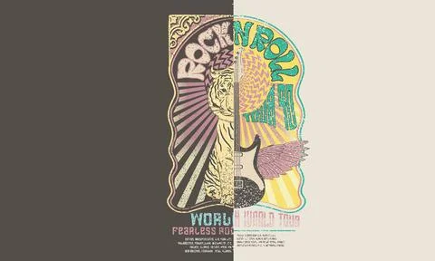 Tiger with eagle wing vintage artwork. Stock Illustration