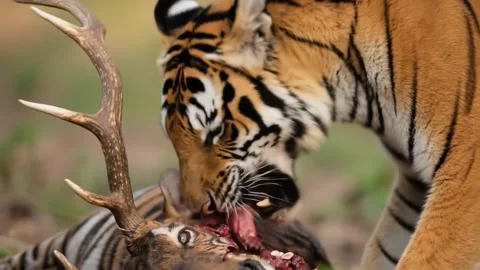 Tiger eats deer Video stock 311216940