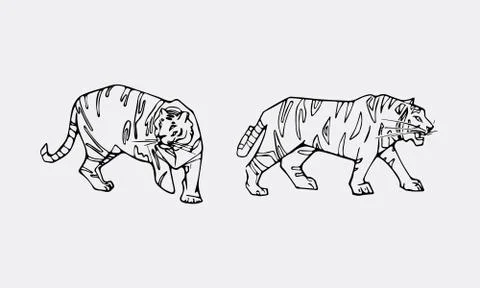 Tiger emblem set Stock Illustration