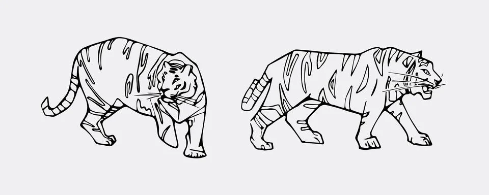 Tiger emblem set Stock Illustration
