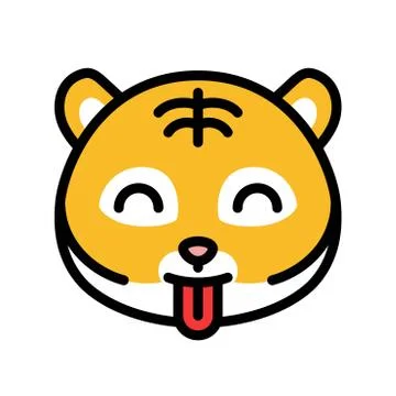 Tiger emoticon vector, filled style editable stroke Stock Illustration