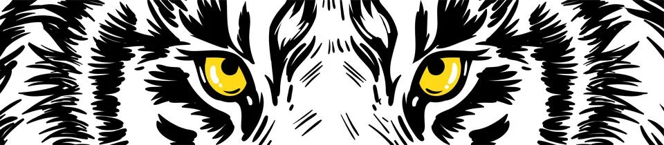 Tiger eyes vector graphics. Horizontal banner, poster with tiger eyes. Realistic Stock Illustration