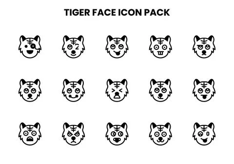 Tiger Face DuoTone Bundle Icons Pack Stock Illustration