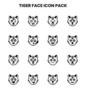 Tiger Face DuoTone Icons Pack Stockillustratie
