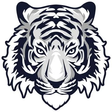Tiger Face Expression Illustration. Tattoo Art. Vector. Stock Illustration