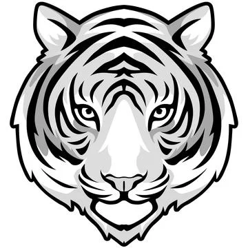 Tiger Face Expression Illustration. Tattoo Art. Vector. Stock Illustration