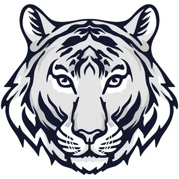 Tiger Face Expression Illustration. Tattoo Art. Vector. Illustrazione stock