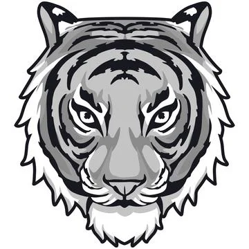 Tiger Face Expression Illustration. Tattoo Art. Vector. Stock Illustration
