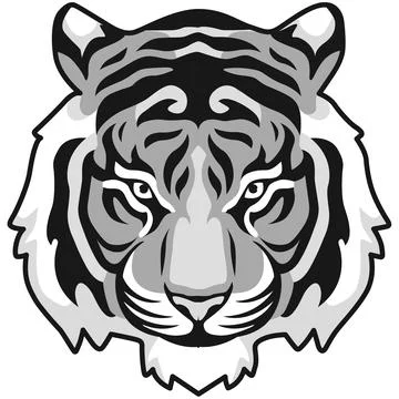 Tiger Face Expression Illustration. Tattoo Art. Vector. Stock Illustration