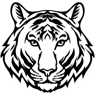 Tiger Face Expression Illustration. Tattoo Art. Vector. Stock Illustration