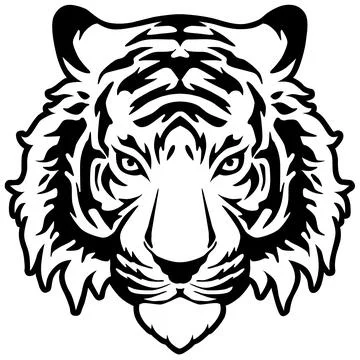 Tiger Face Expression Illustration. Tattoo Art. Vector. Stock Illustration