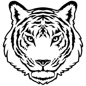 Tiger Face Expression Illustration. Tattoo Art. Vector. Stock Illustration