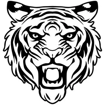 Tiger Face Expression Illustration. Tattoo Art. Vector. Stock Illustration