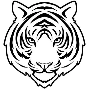 Tiger Face Expression Illustration. Tattoo Art. Vector. Stock Illustration