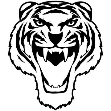 Tiger Face Expression Illustration. Tattoo Art. Vector. Stock Illustration