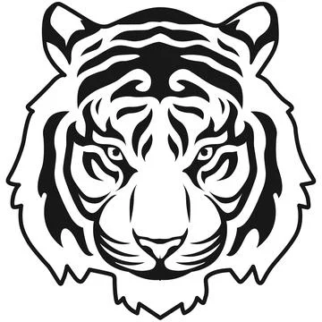 Tiger Face Expression Illustration. Tattoo Art. Vector. Stock Illustration