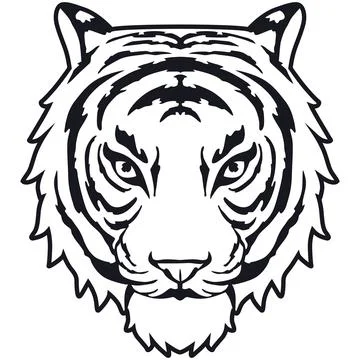 Tiger Face Expression Illustration. Tattoo Art. Vector. Stock Illustration