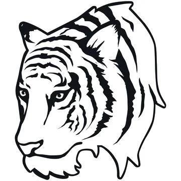 Tiger Face Expression Illustration. Tattoo Art. Vector. Stock Illustration