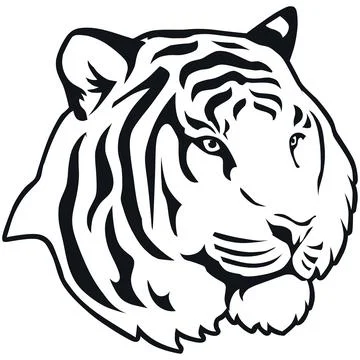 Tiger Face Expression Illustration. Tattoo Art. Vector. Stock Illustration