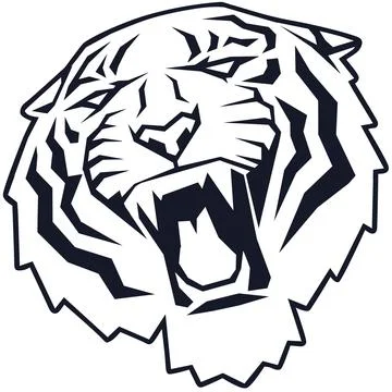 Tiger Face Expression Illustration. Tattoo Art. Vector. Stock Illustration
