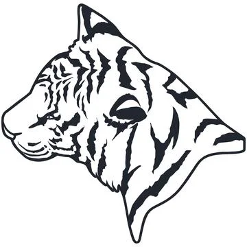 Tiger Face Expression Illustration. Tattoo Art. Vector. Stock Illustration