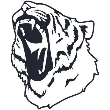 Tiger Face Expression Illustration. Tattoo Art. Vector. Stock Illustration
