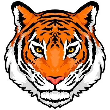 Tiger Face Expression Illustration. Tattoo Art. Vector. Stock Illustration