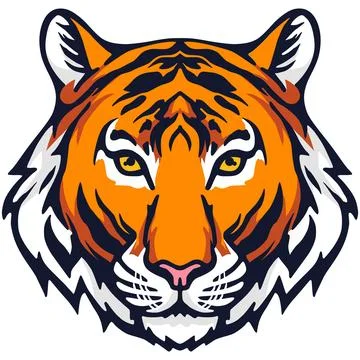 Tiger Face Expression Illustration. Tattoo Art. Vector. Stock Illustration
